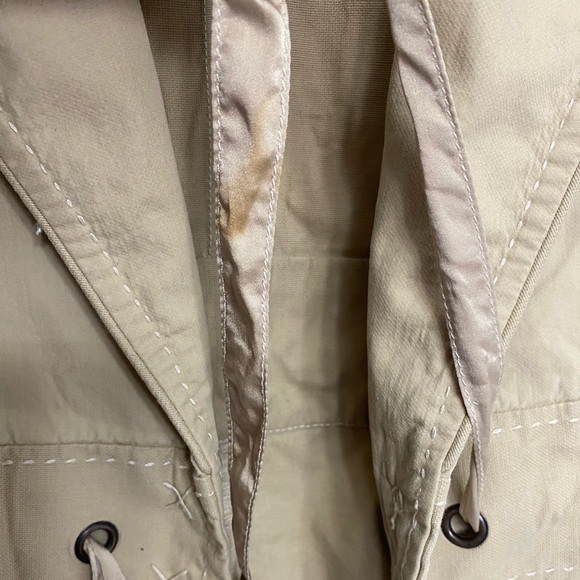 White House Black Market Tan Cotton Utility Blazer Jacket w/ Ribbon Tie - Size 8 - Picture 8 of 10